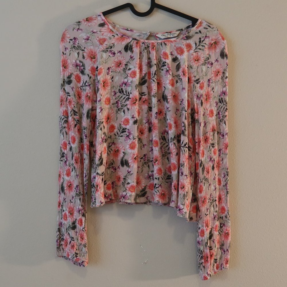 Miss Selfridge Floral Print Long Sleeved Crop Top